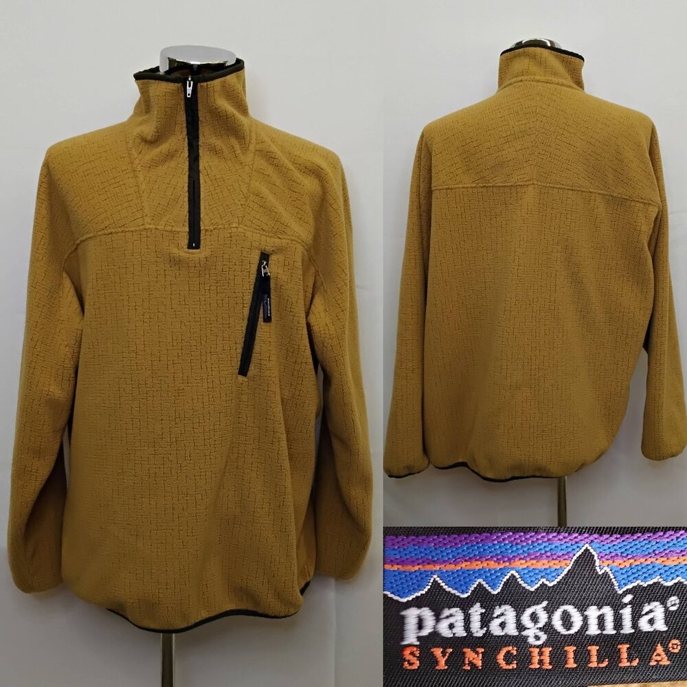 Patagonia Chimera Synchilla Jacket Men's XXL Tan Mustard Yellow Fall 2001 #J5151